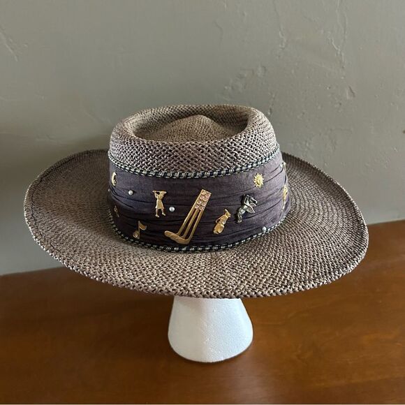 Dixie J Designs El Centro Novelty Golf Raffia Hat - Picture 3 of 11